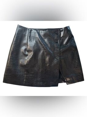 Commense Faux Croc Asymmetric Mini Skirt-NWOT